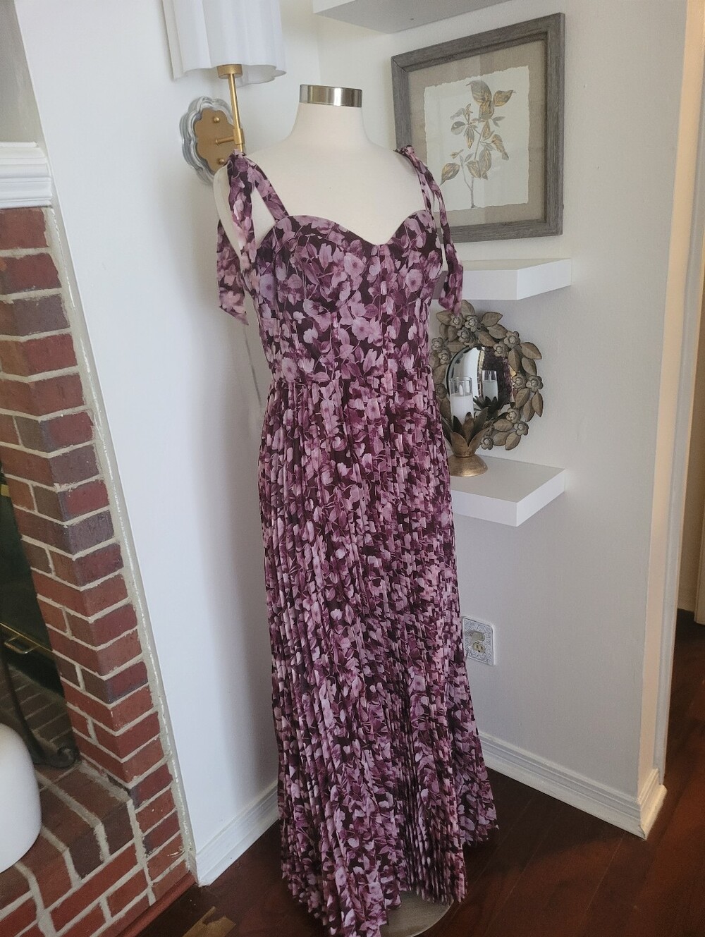 Lulu's Illustrious Aura Plum Purple Floral Bustier Tie-Strap Maxi Dress XL - Picture 7 of 11